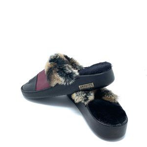 Women's Slip on Genuine Leather/Rabbit Fur Clogs